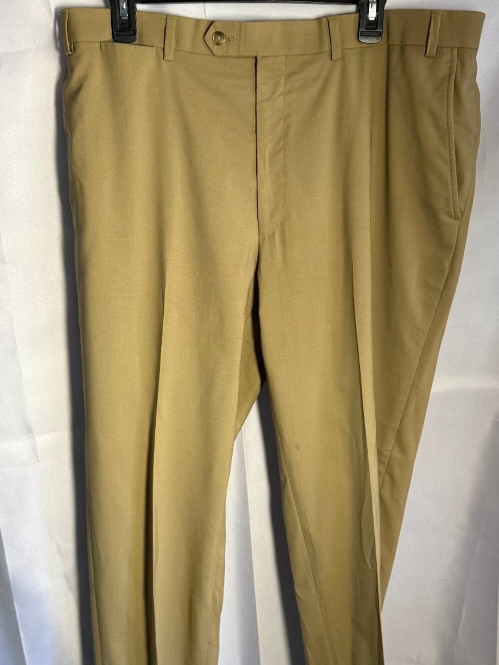 Hart Schaffner Marx Men’s Dress Pants 38R Tan Khaki Wool Blend Flat Front